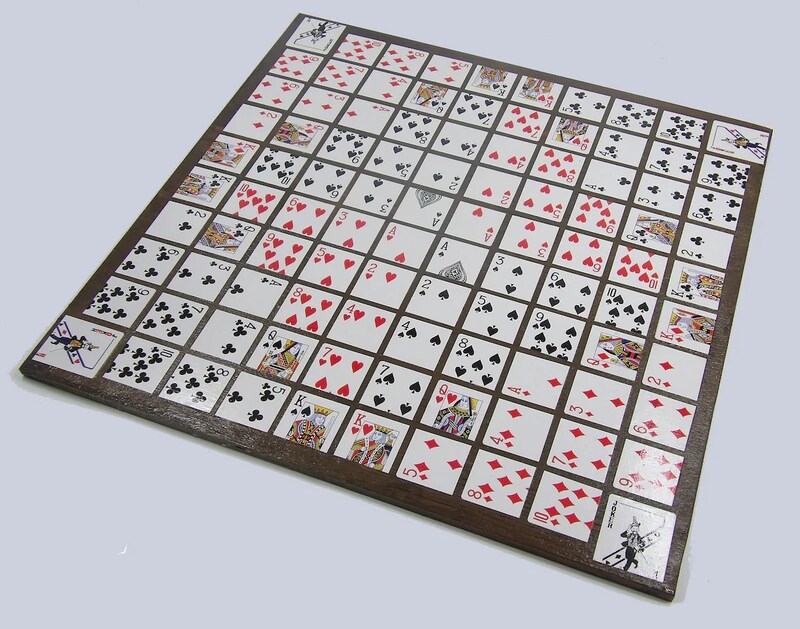 One Eyed Jack Game Board. Diamond layout.  2 ft. x 2 ft. includes cards, chips, and bag.  Everything needed to play upon arrival. Free